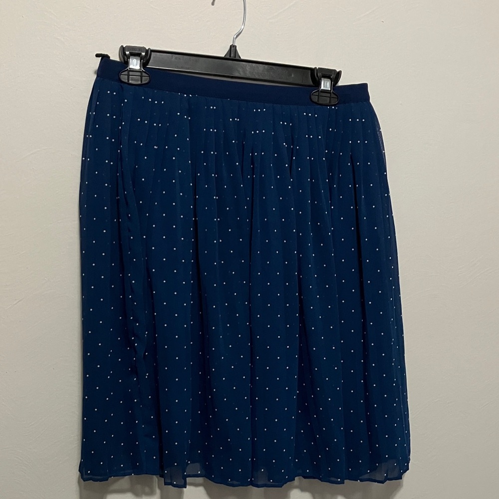 Uniqlo Dark Blue A-Line Skirt with Dots